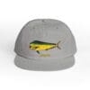 Gray cap with a colorful fish embroidered on the front.