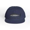 Navy blue cap with embroidered fish design on the front.