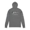 Gray hooded sweatshirt with a graphic design on the chest.