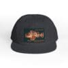 Black cap with a colorful embroidered design on the front.