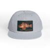 Gray snapback hat with a motorcycle graphic patch.