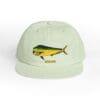 Light green cap with a colorful fish design on the front.