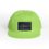 Bright green cap with a black rectangular logo patch on the front.