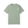 Light green casual crewneck t-shirt with a small logo.