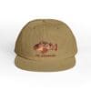 Beige cap with a colorful embroidered design on the front.