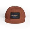 Brown snapback cap with a bird patch on the front.