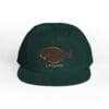 Dark green cap with a brown fish embroidery.