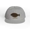 Gray baseball cap with a brown fish embroidery on the front.
