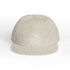 Beige cap with embroidered white logo on front.