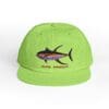 Bright green cap with a colorful fish and 'Playa Apparel' text.