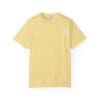 Light yellow short-sleeve t-shirt with a small white graphic on the chest.