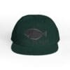 Dark green cap with a fish logo on the front.