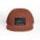 Brown baseball cap with a rectangular patch on the front.