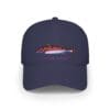 Navy blue cap with a colorful sunset and palm tree design.