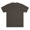 Plain dark gray T-shirt with a small pocket detail.