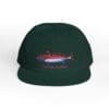 Black baseball cap with a colorful spaceship design.