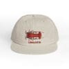Beige cap with red vintage airplane embroidery and Angola text.
