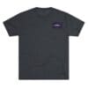 Dark gray t-shirt with a small rectangular logo on the chest.