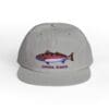 Gray snapback hat with a colorful fish embroidered and the words 'SPINNING SUNS'.