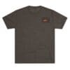 Dark brown casual T-shirt with a small chest pocket logo.