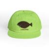 Bright green cap with a fish logo and the word 'Lomaware'.