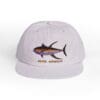 Light purple baseball cap with a colorful fish embroidery and 'Palm Angels' text.