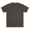 Dark gray T-shirt with a small rectangular logo on the chest pocket area.