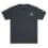 Black T-shirt with a small white logo on the front left chest.