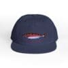 Navy blue baseball cap with a red and blue fish graphic on the front.