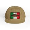 Beige cap with a Mexican flag patch on the front.