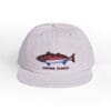 Light gray baseball cap with a colorful fish embroidery.